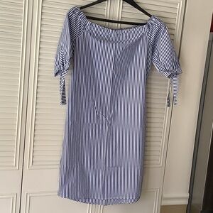 Apt. 9 Navy and White Striped Off-Shoulder Mini Dress